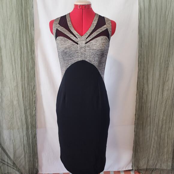 Joseph Ribkoff Black Gold Stretch Body-Con Sleeveless Knee Length Dress Size 8 - Picture 1 of 8
